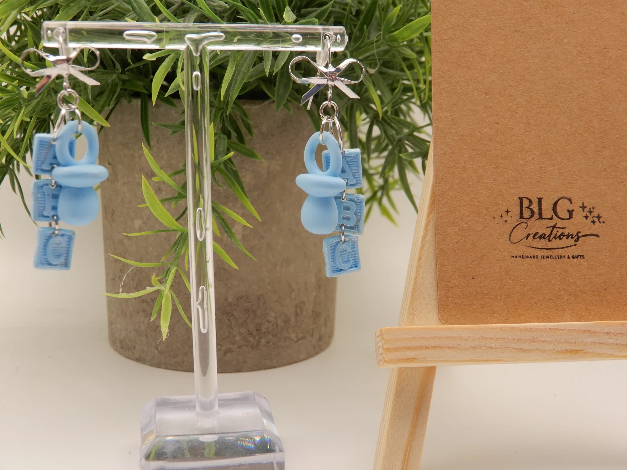 Blue Dummy & ABC Block Earrings