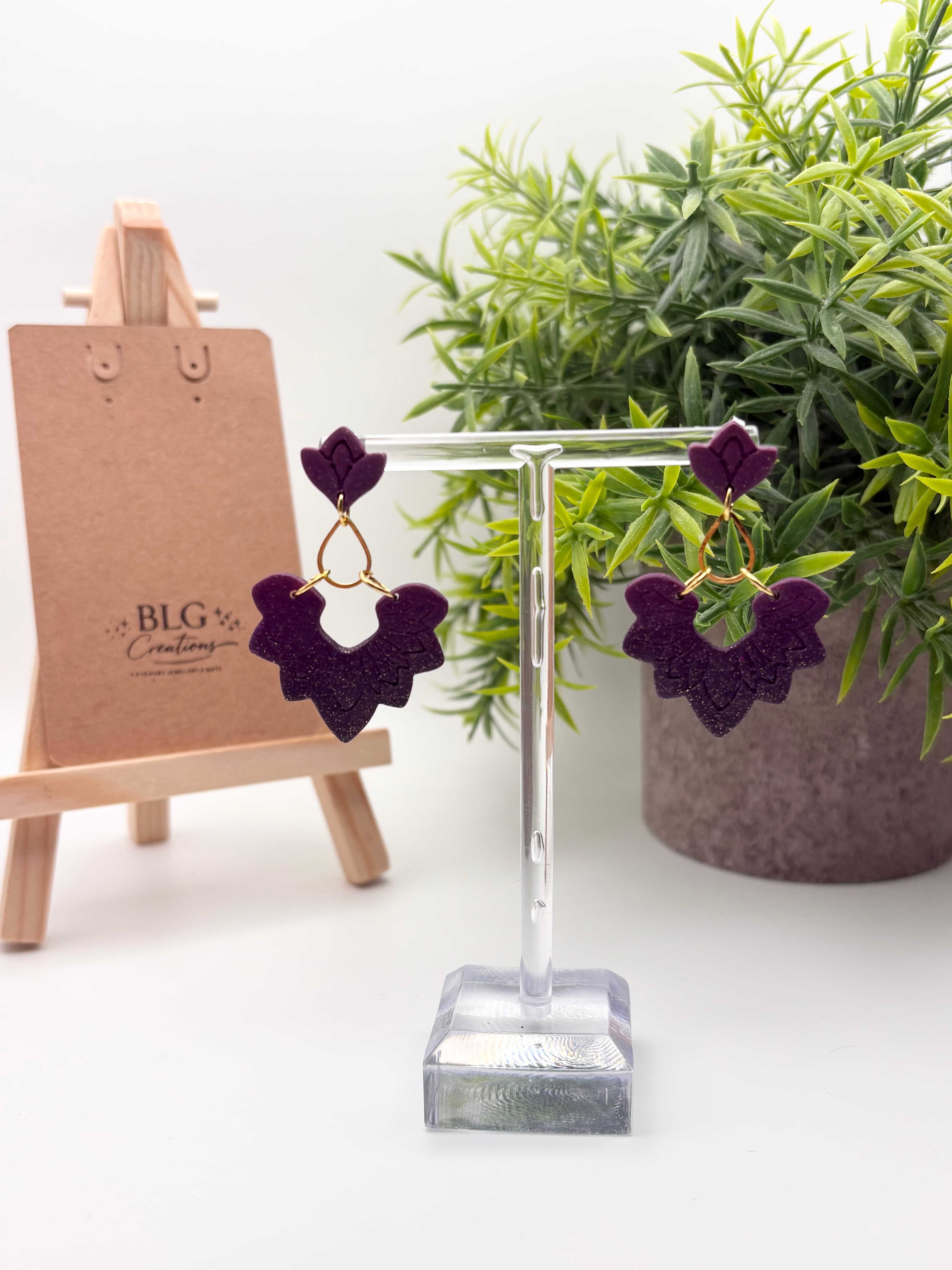 Sparkling Purple Ombre Fan Drop Earrings