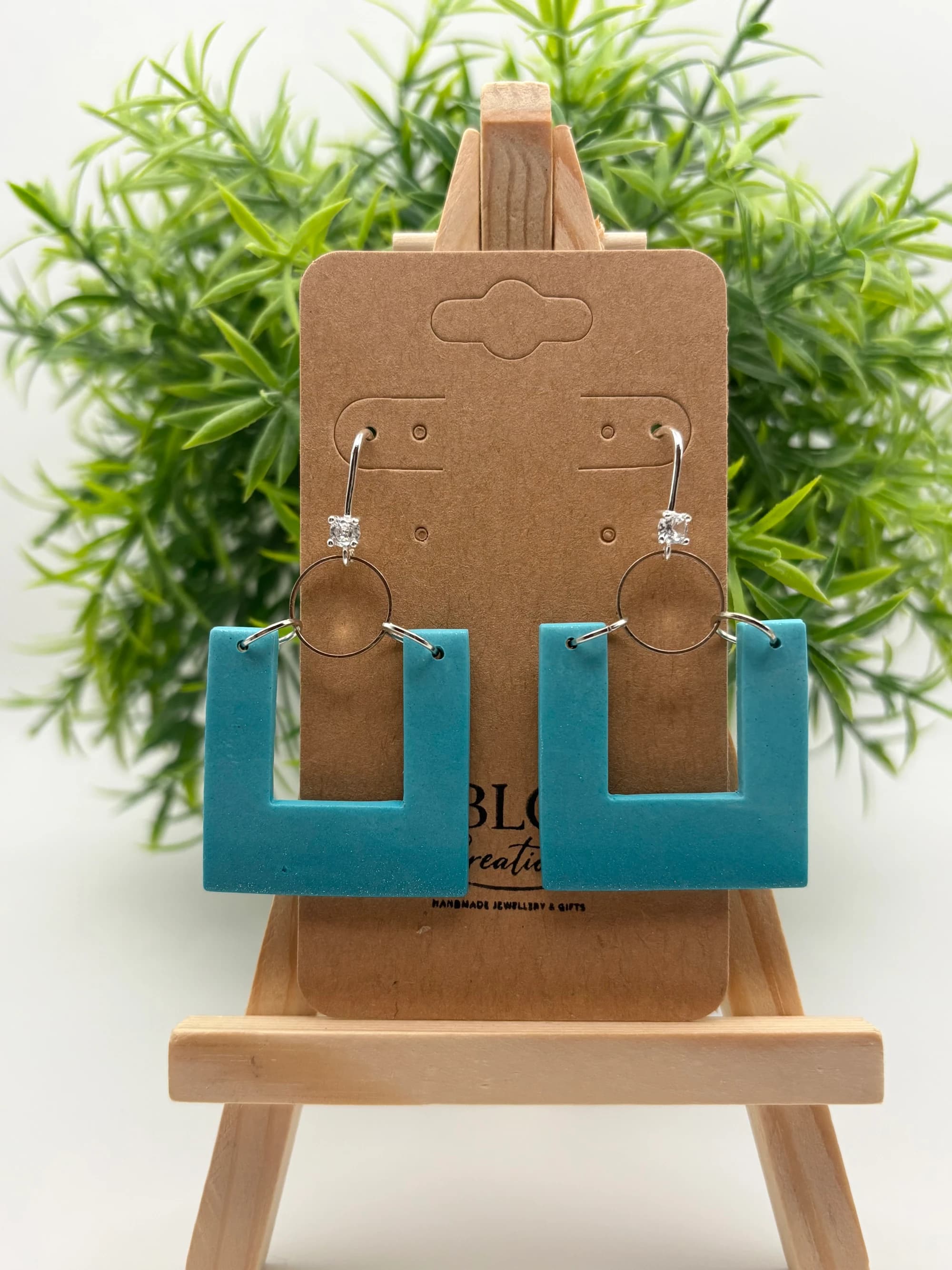 Teal Geometric Hoop Earrings