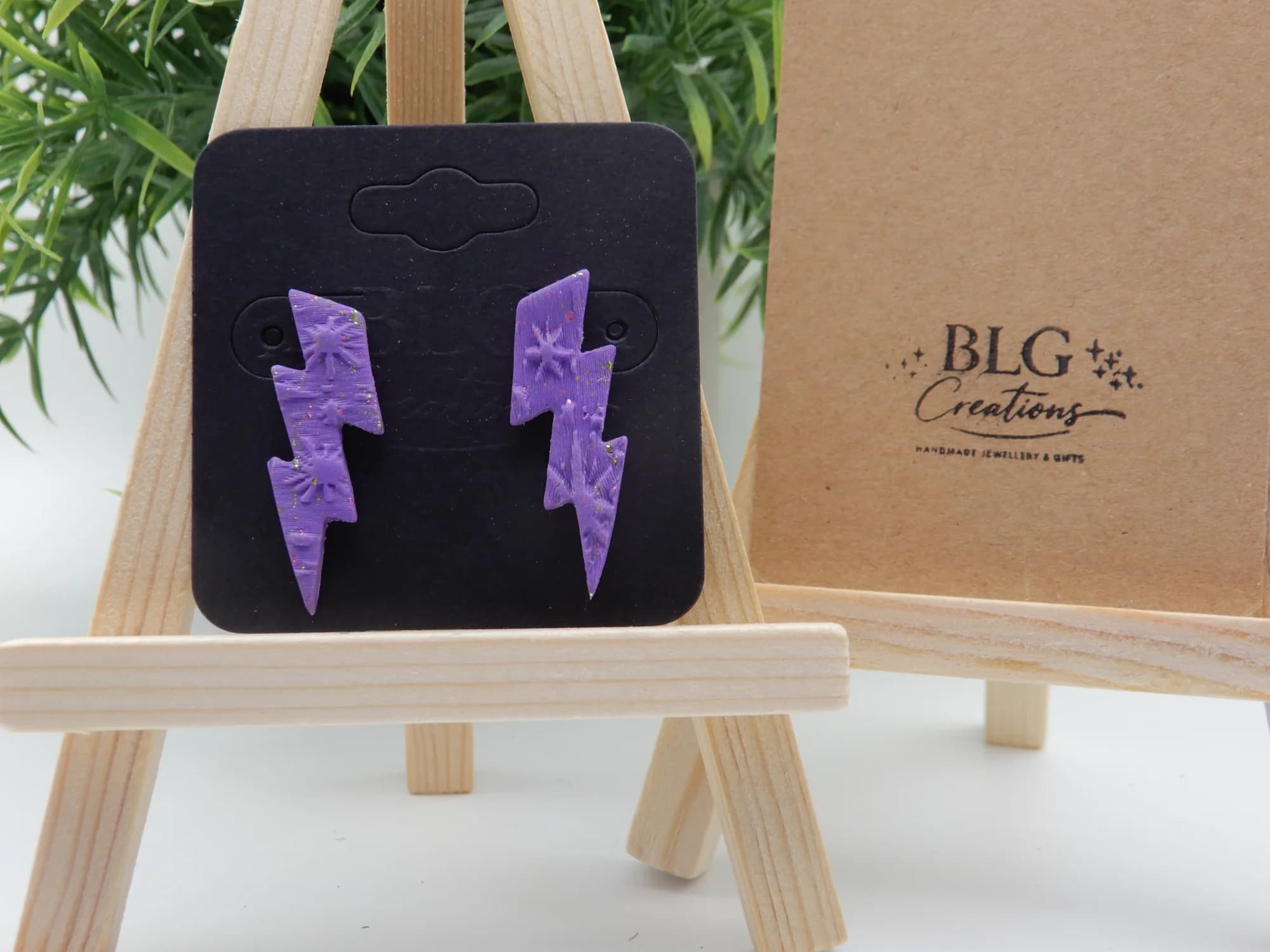 Purple Lightning Bolt Stud Earrings 💜⚡