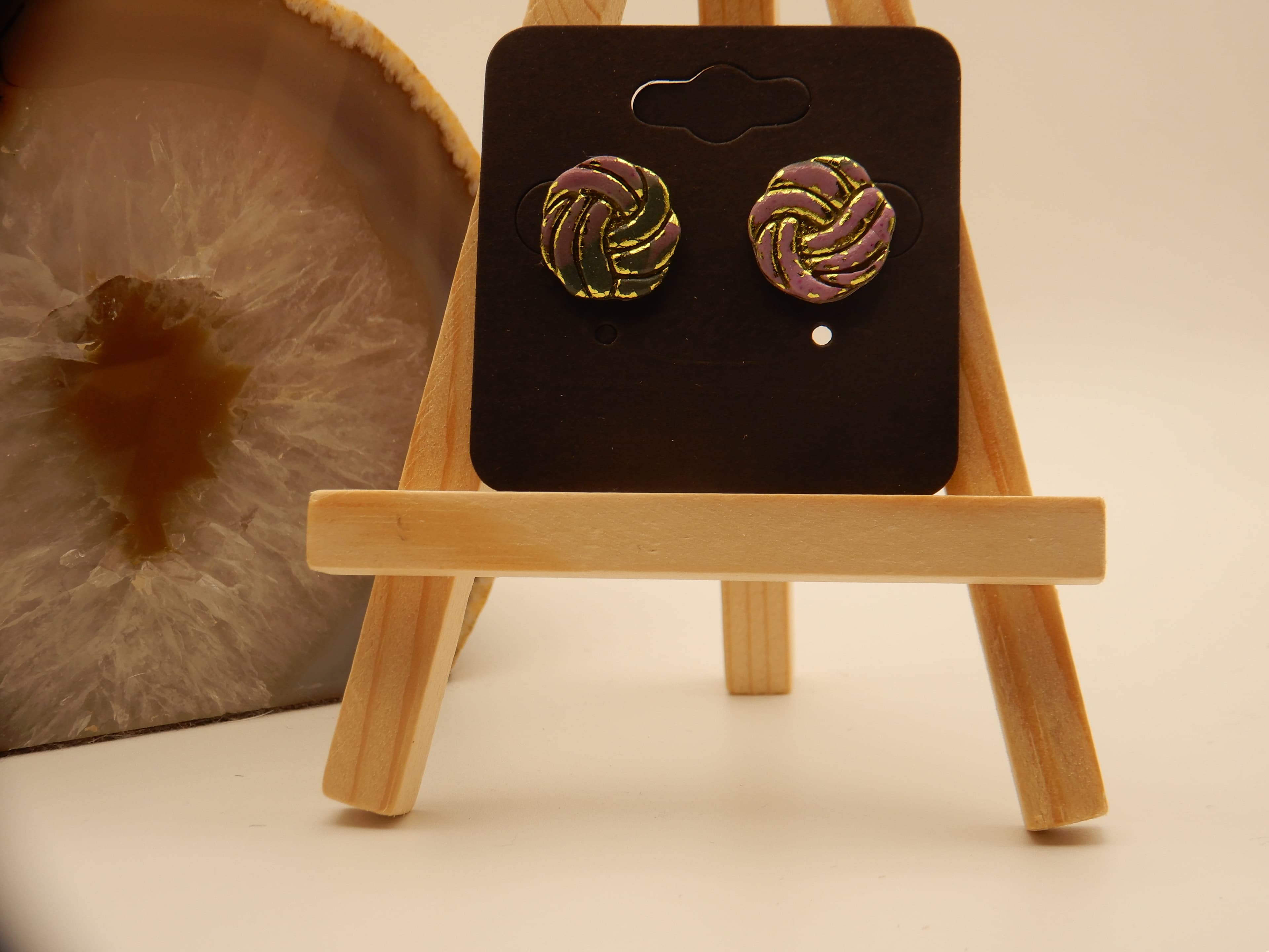 Gold Leaf Accent Statement Stud Earrings