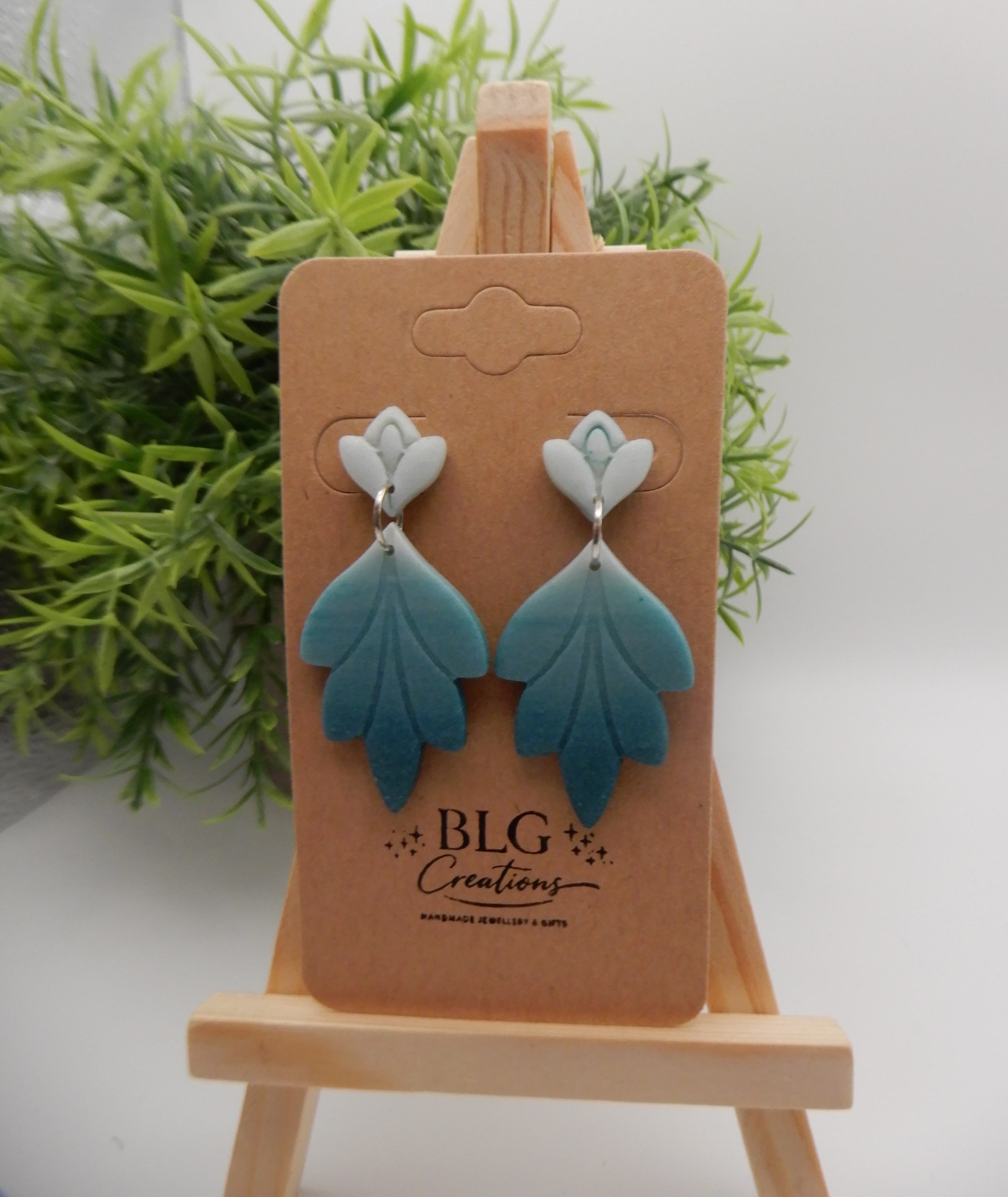 Light Blue to Teal Ombre Stud Earrings