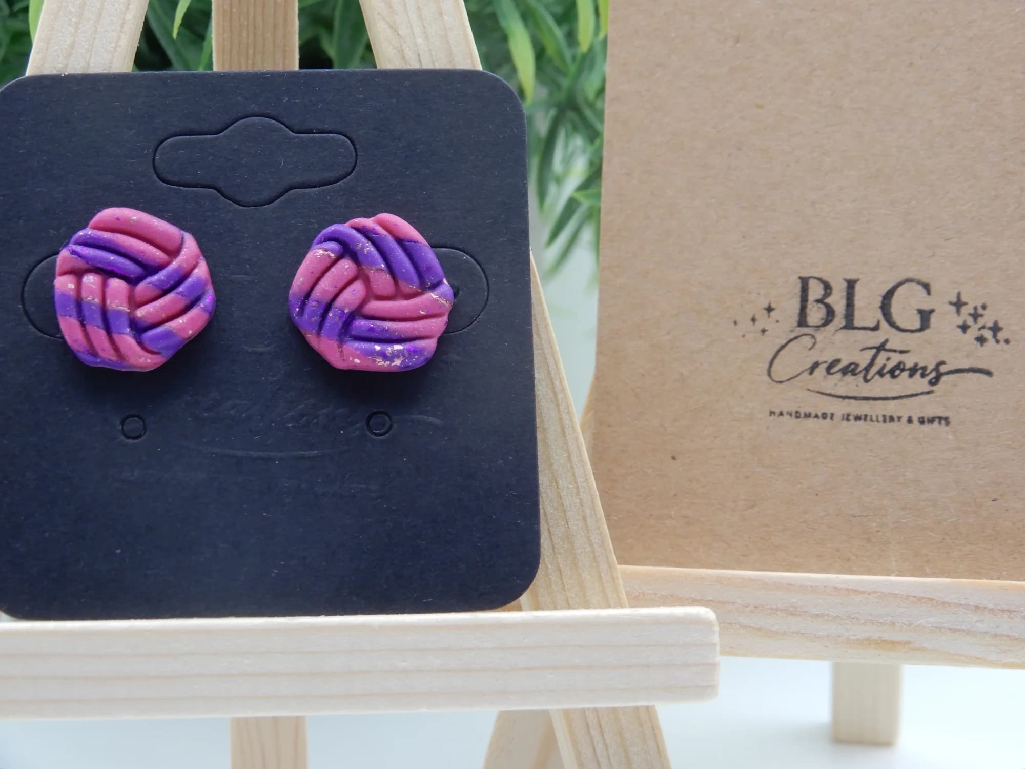 Pink & Purple Knot Stud Earrings